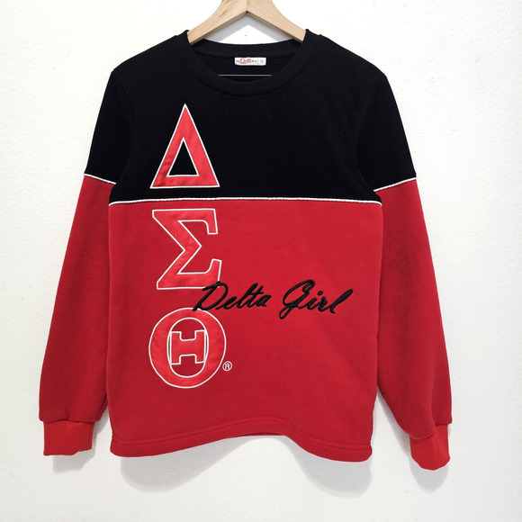 The Delta Box Women SIZE XS Sigma Theta Sorority Red Black Pullover Sweatshirt - Picture 10 of 10